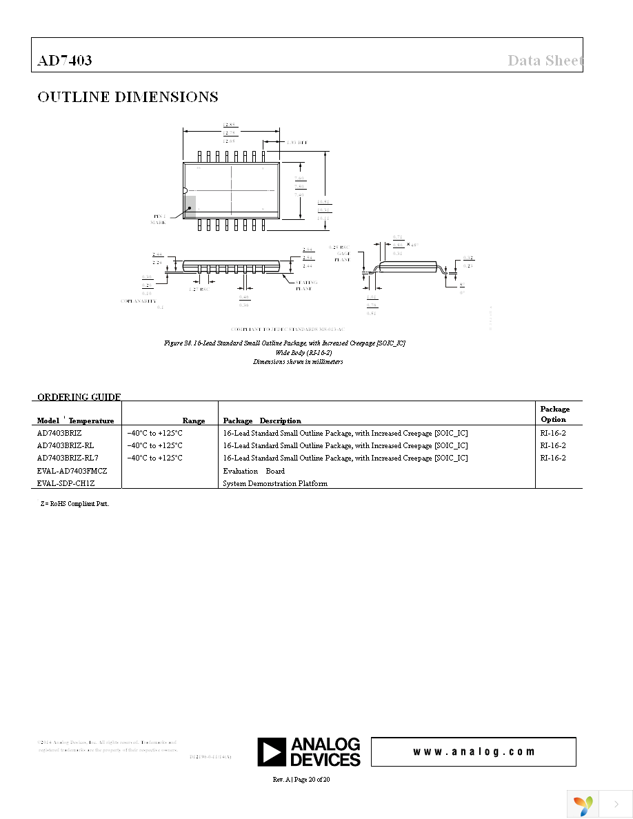 AD7403BRIZ Page 20