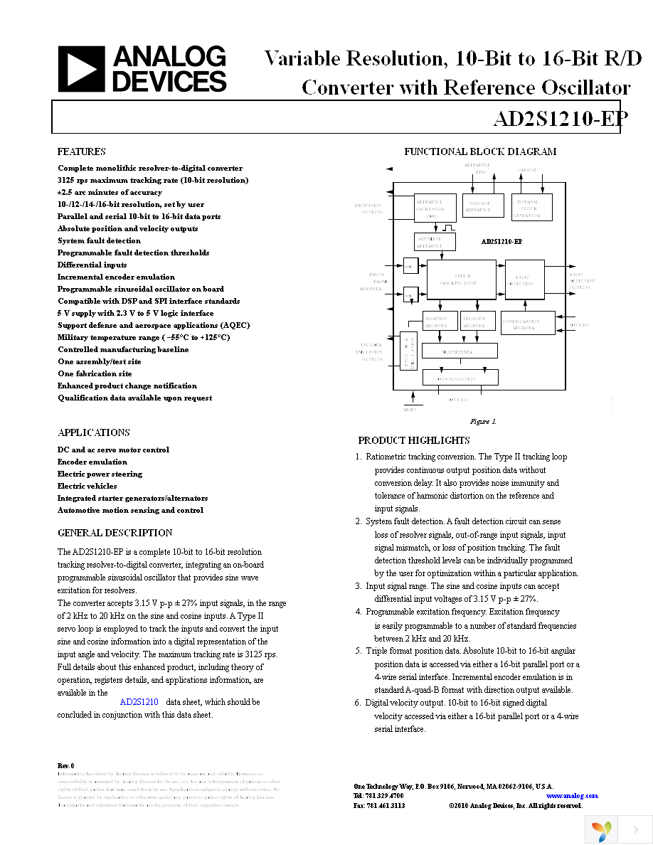 AD2S1210SST-EP-RL7 Page 1