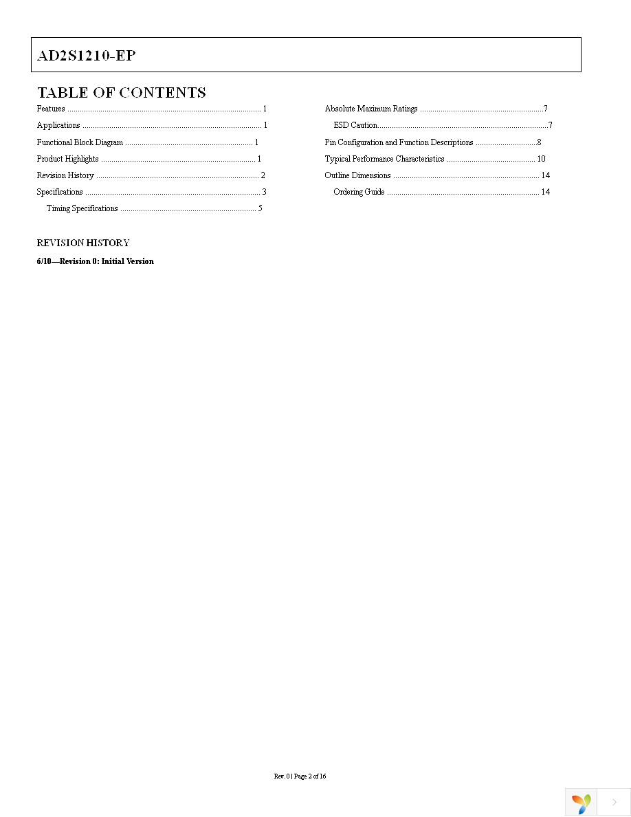 AD2S1210SST-EP-RL7 Page 2