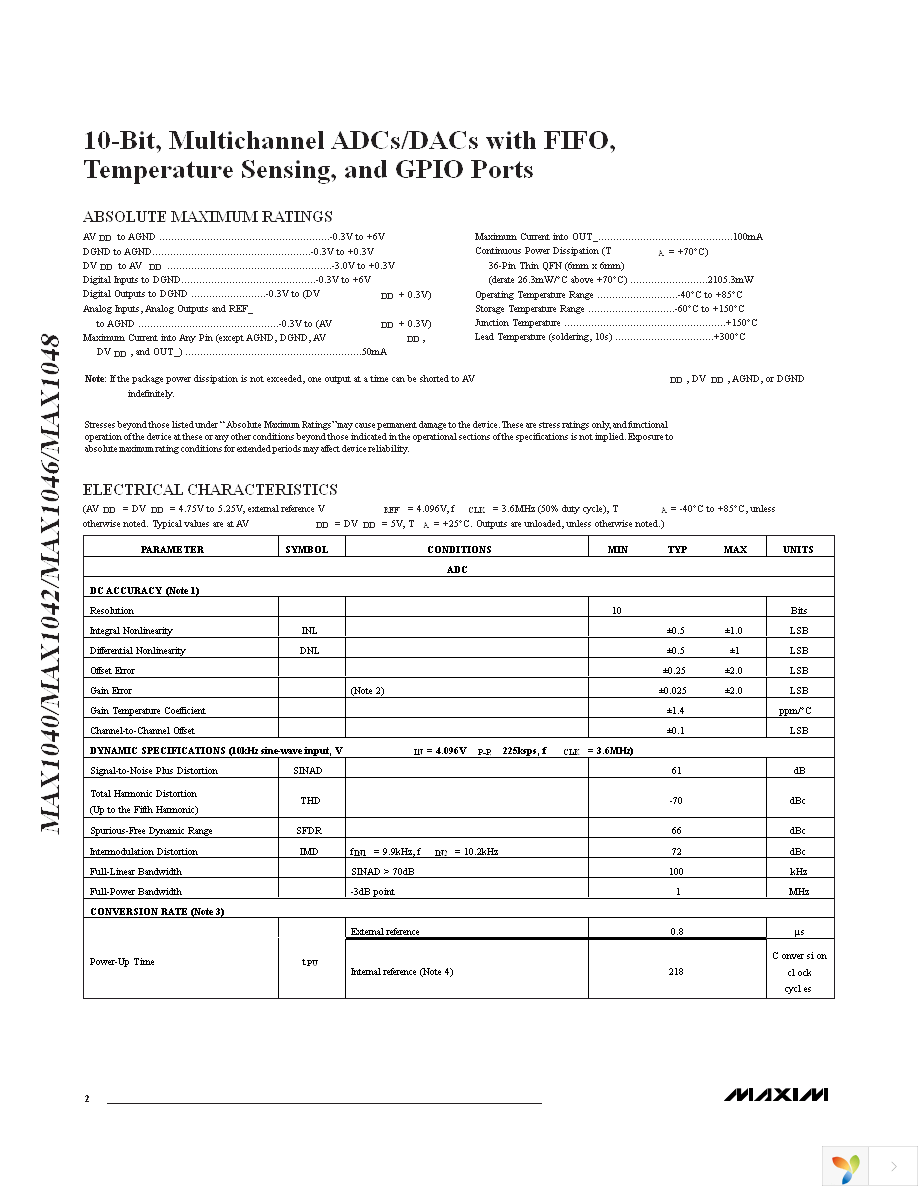 MAX1048BETX+ Page 2