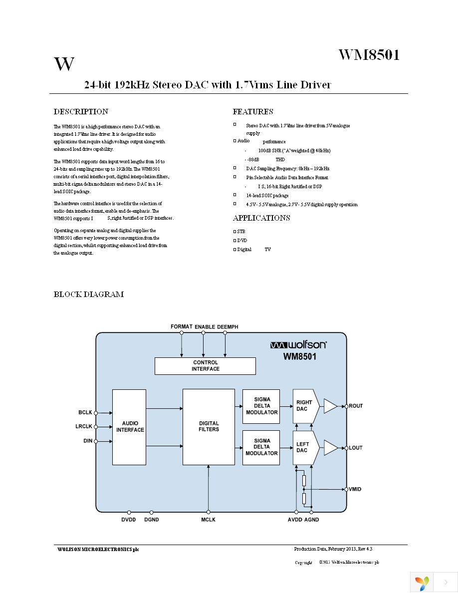 WM8501CGED Page 1