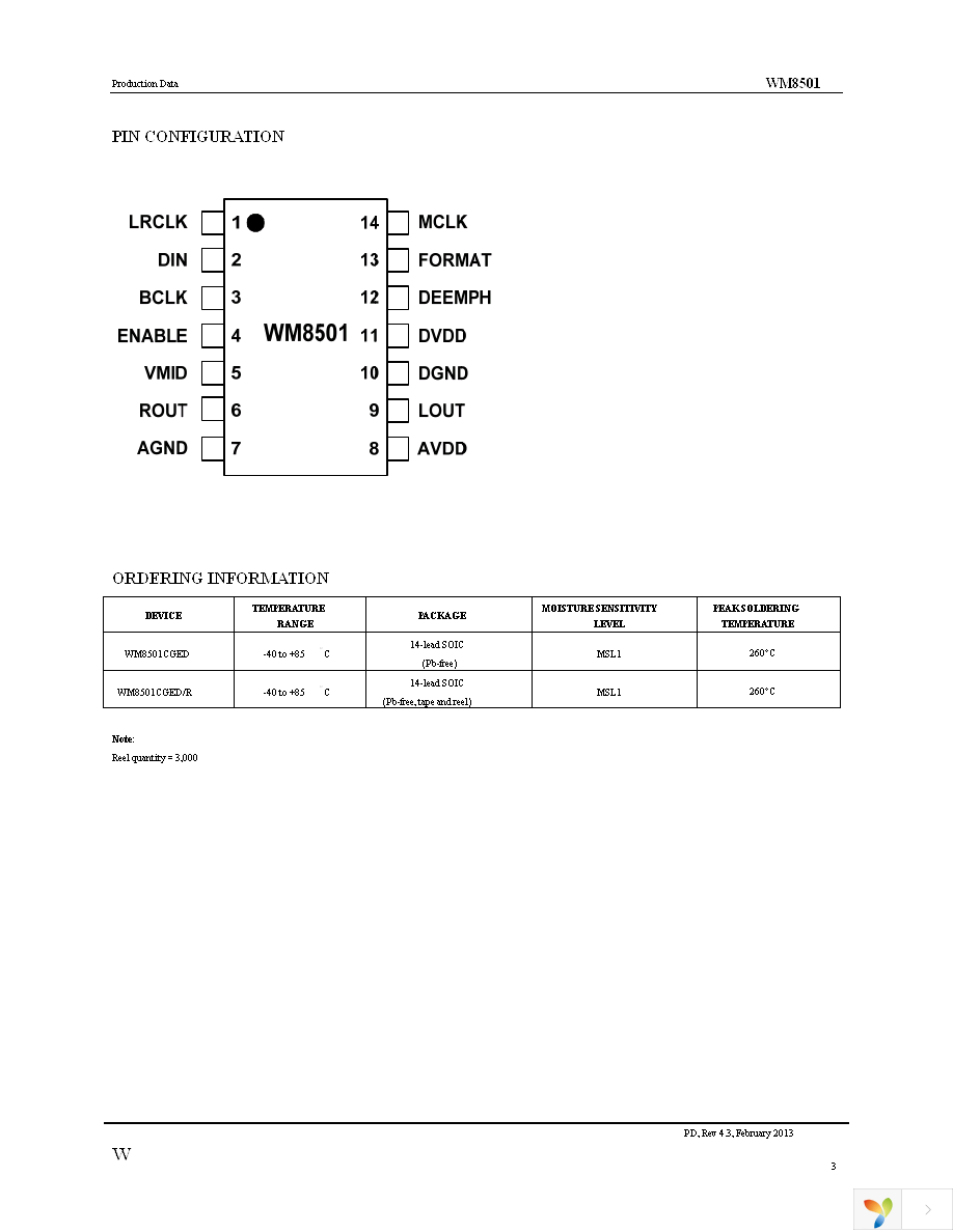 WM8501CGED Page 3