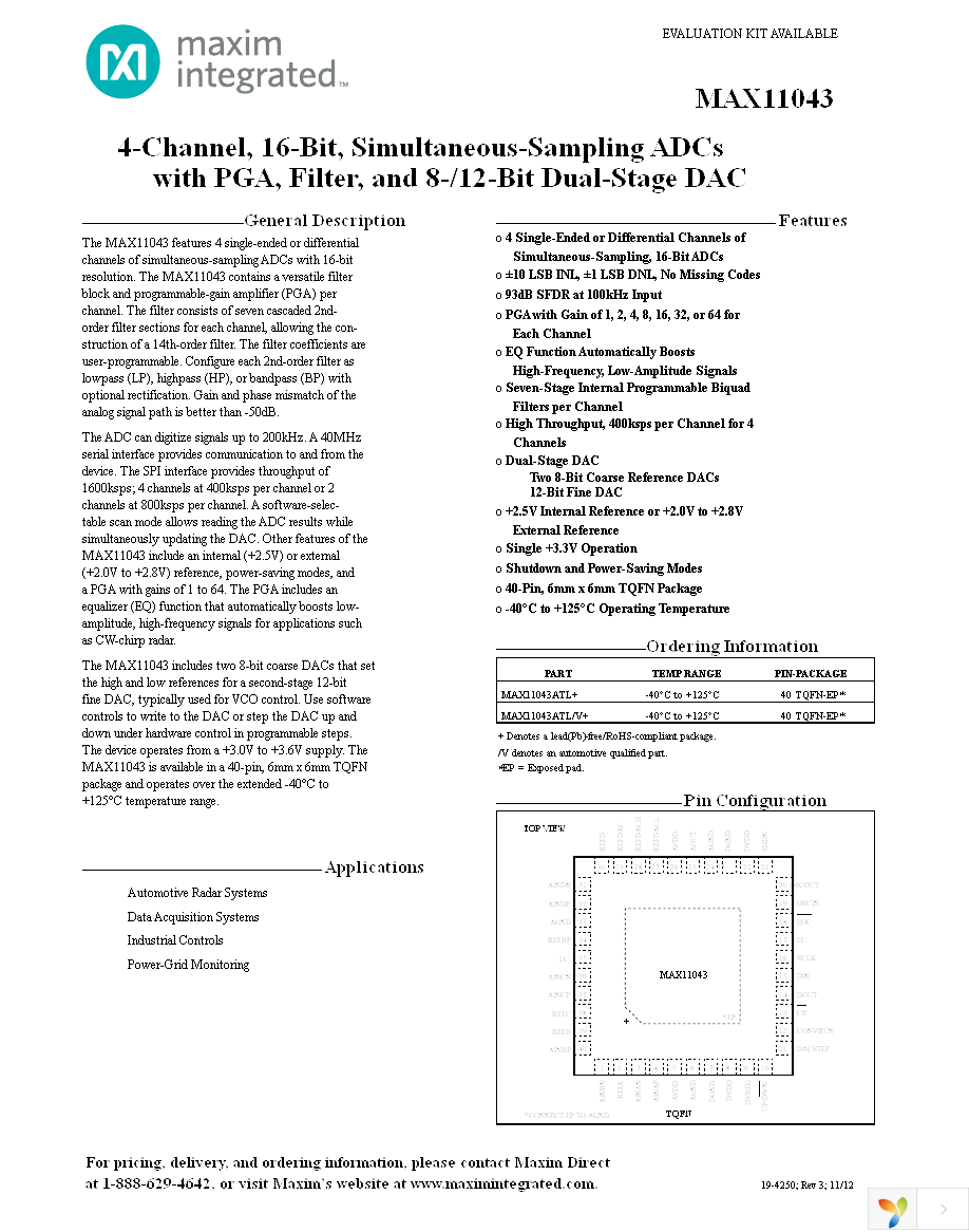 MAX11043ATL+ Page 1