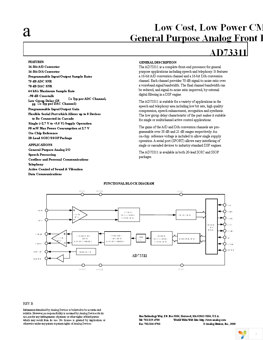 AD73311ARSZ Page 1