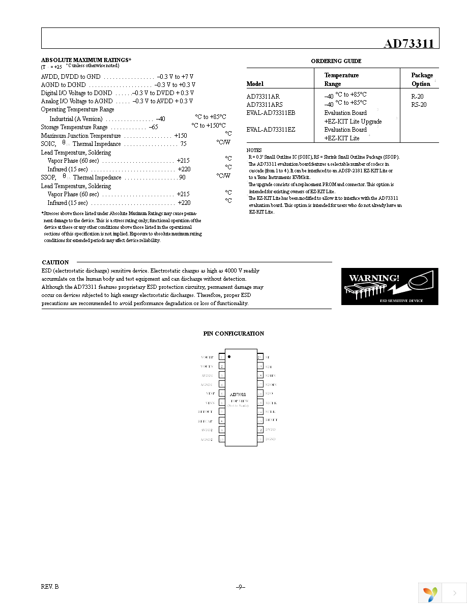 AD73311ARSZ Page 9