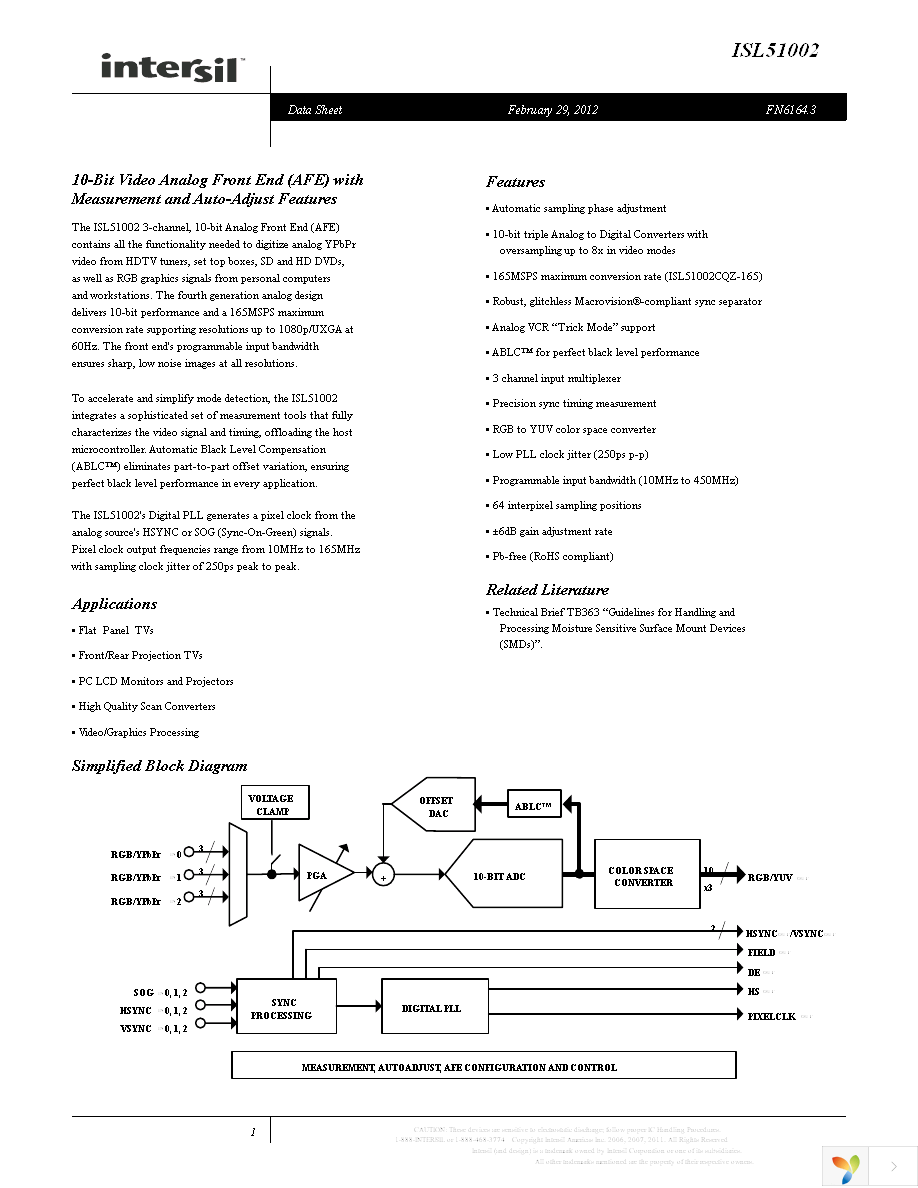 ISL51002CQZ-165 Page 1