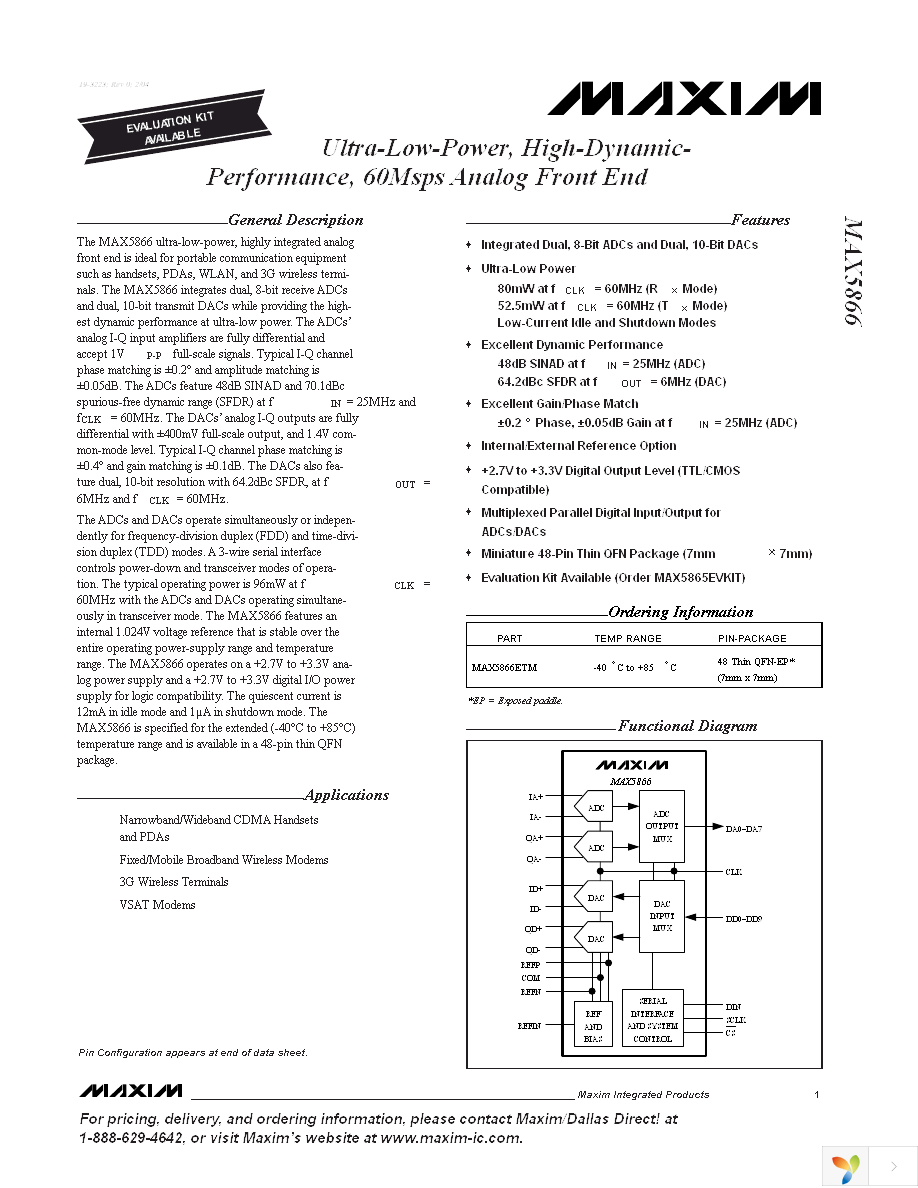 MAX5866ETM+T Page 1