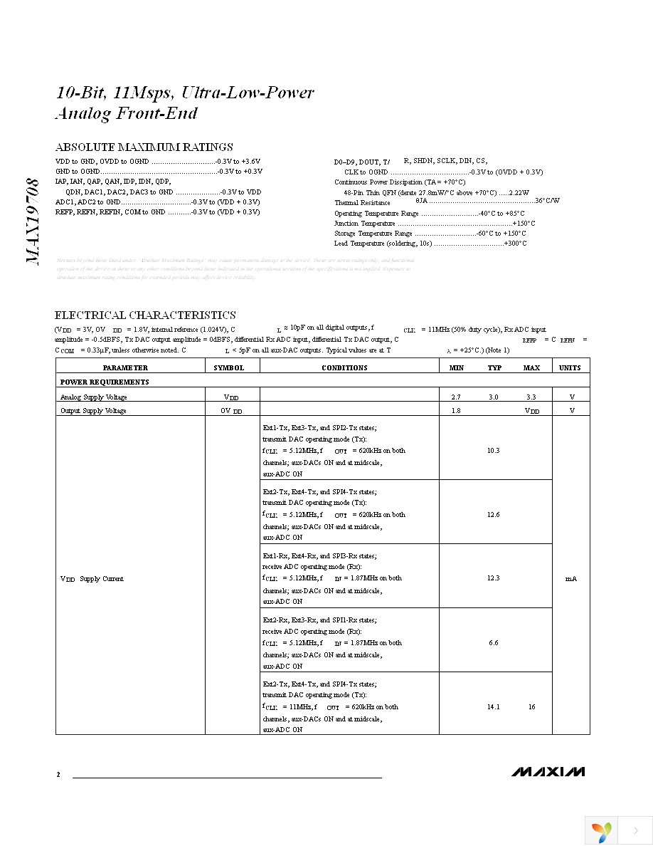 MAX19708ETM+T Page 2