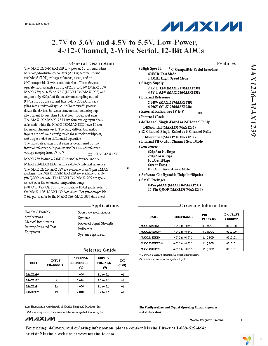 MAX1236EUA+ Page 1