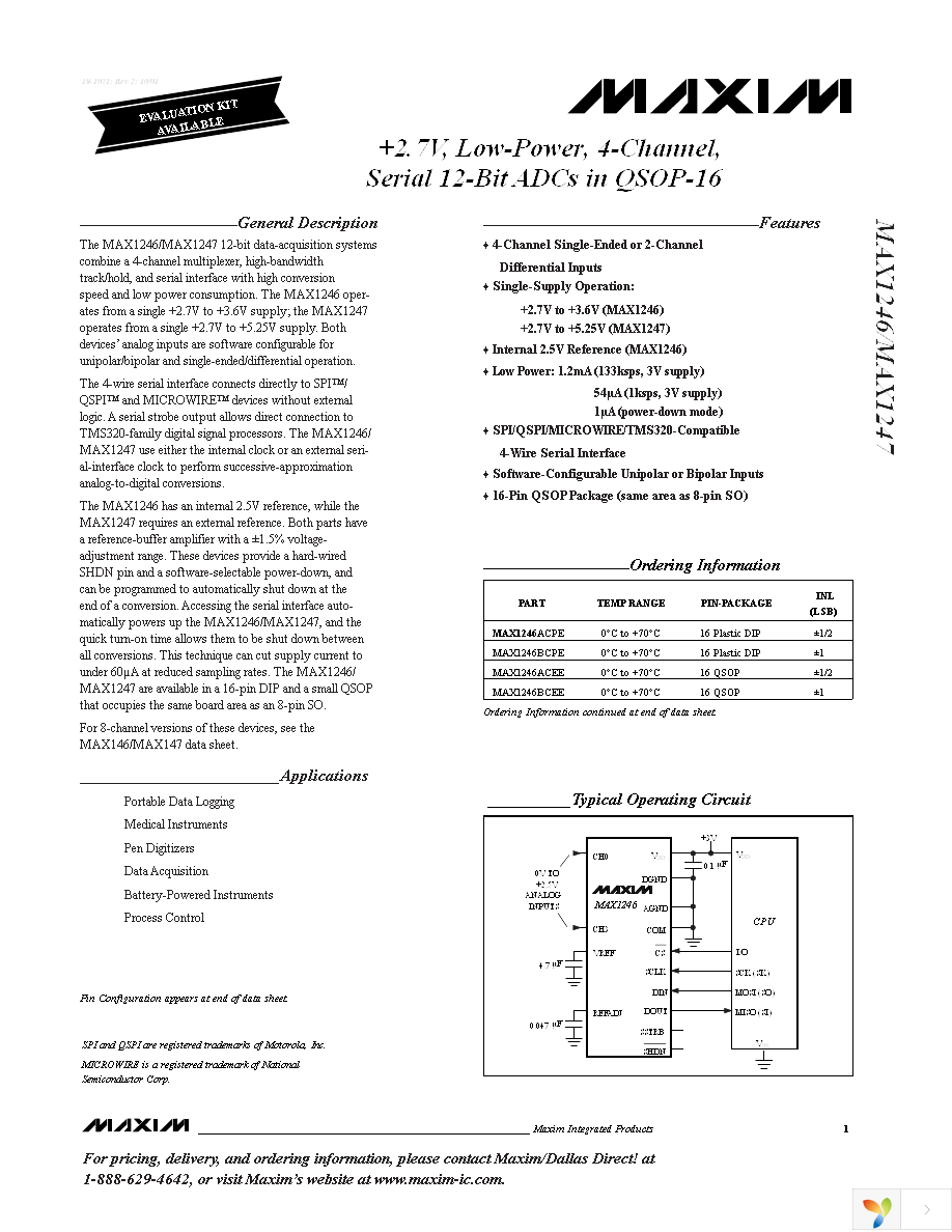 MAX1247BEEE+ Page 1