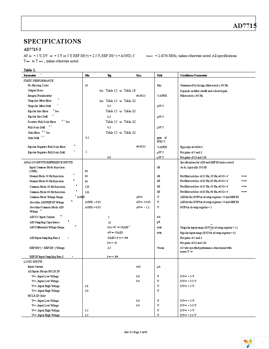 AD7715ARZ-5 Page 3