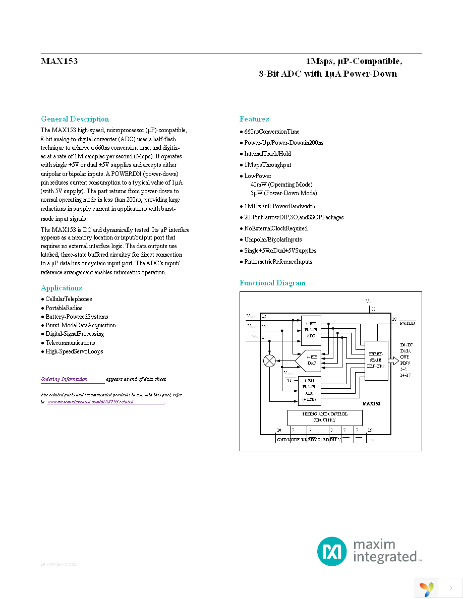 MAX153CPP+ Page 1