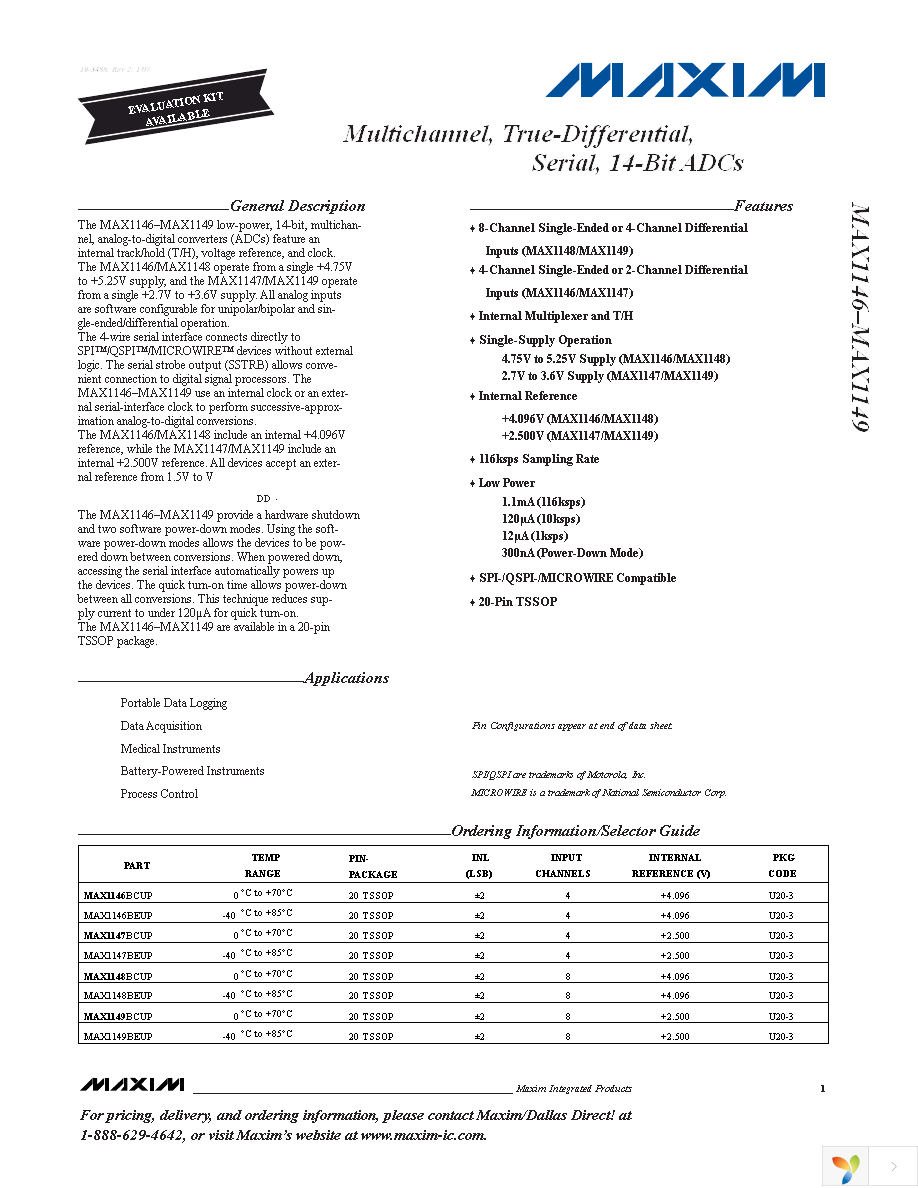 MAX1149BEUP+ Page 1