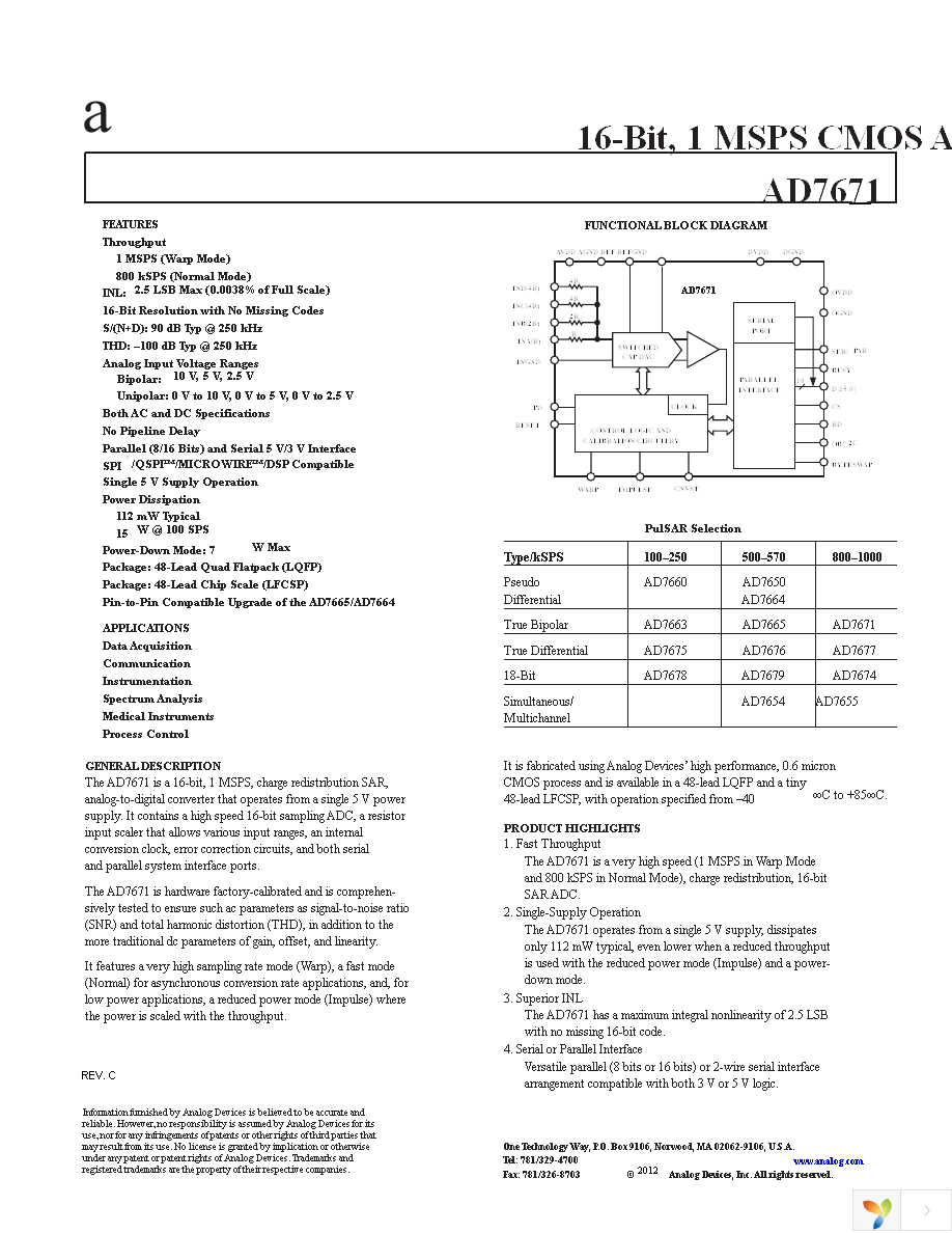 AD7671ASTZ Page 1