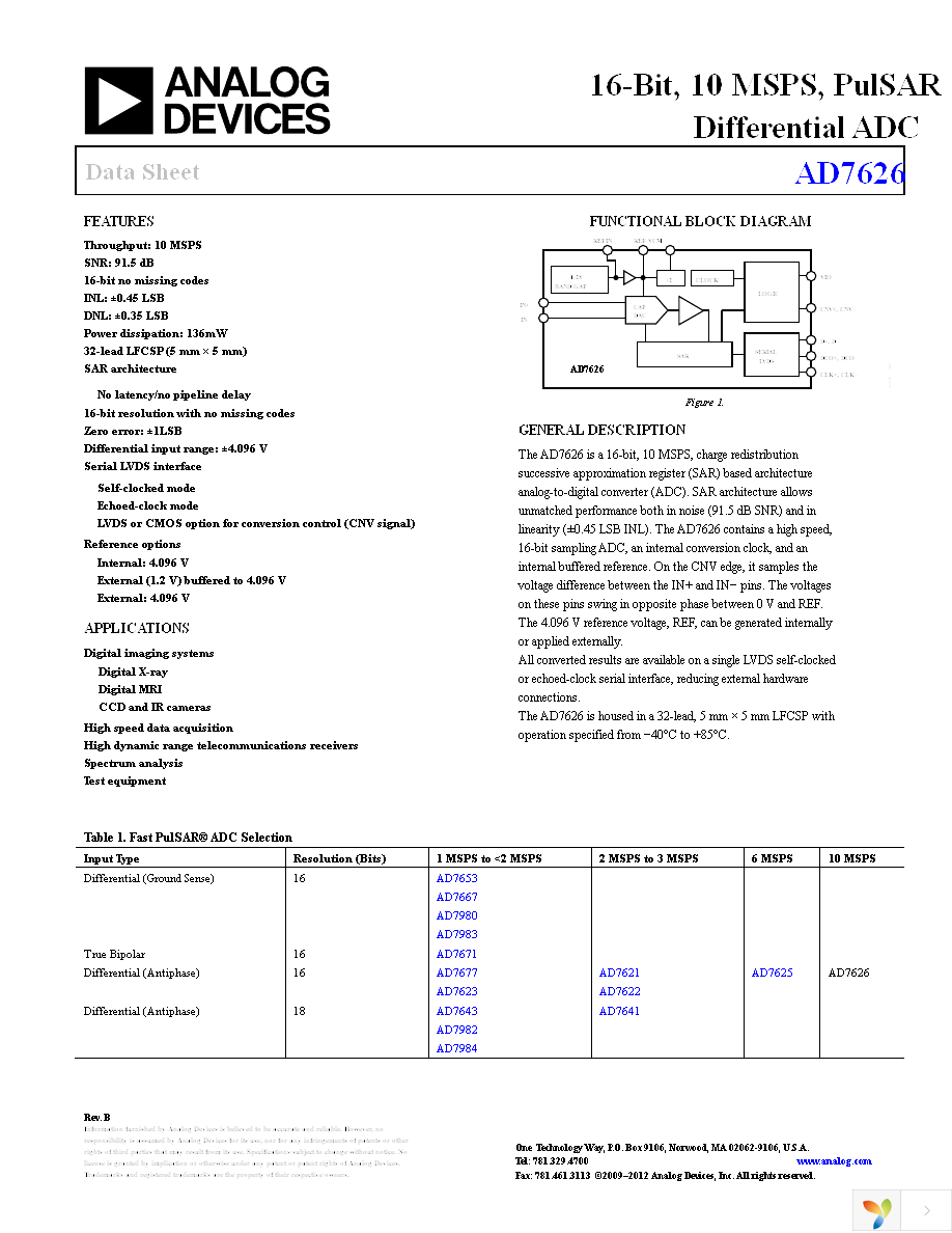 AD7626BCPZ Page 1