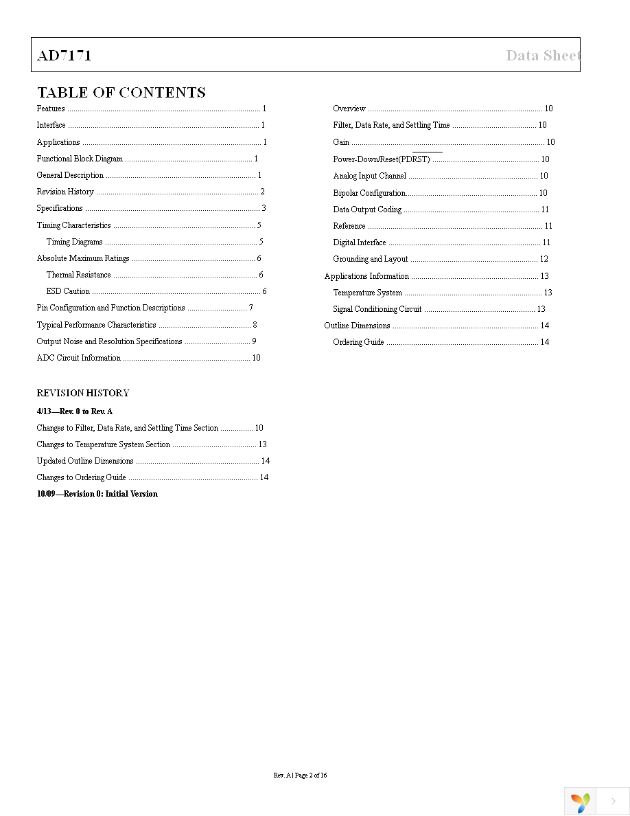 AD7171BCPZ-500RL7 Page 2