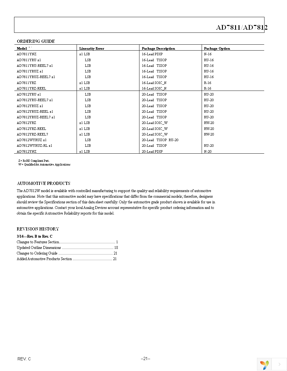 AD7811YRUZ-REEL7 Page 21