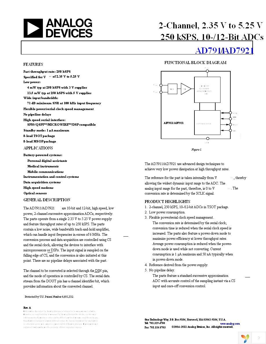 AD7911ARMZ Page 1