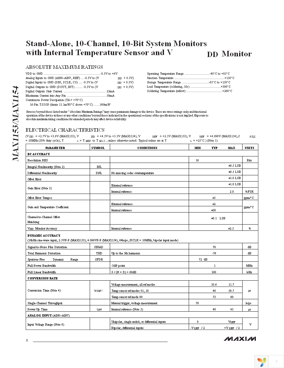 MAX1154BEUE+ Page 2