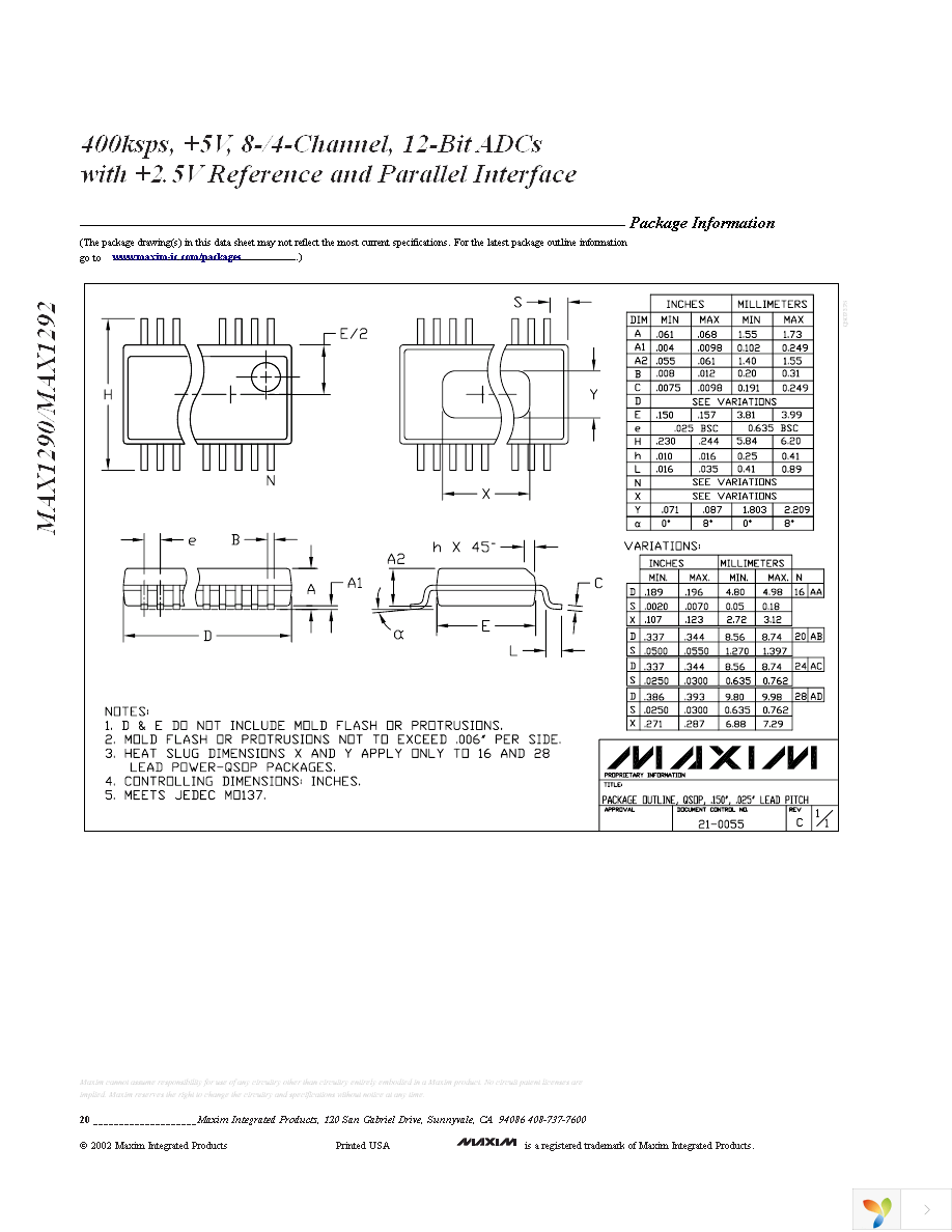 MAX1290BCEI+ Page 20
