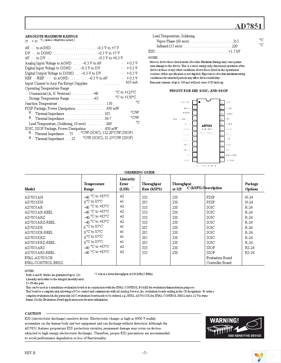 AD7851ARSZ Page 7