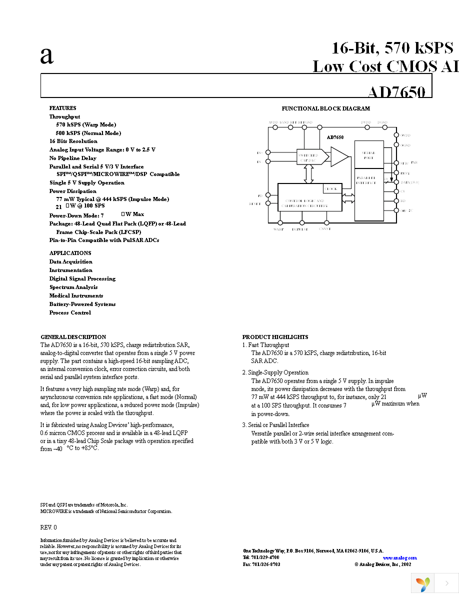 AD7650ASTZ Page 1