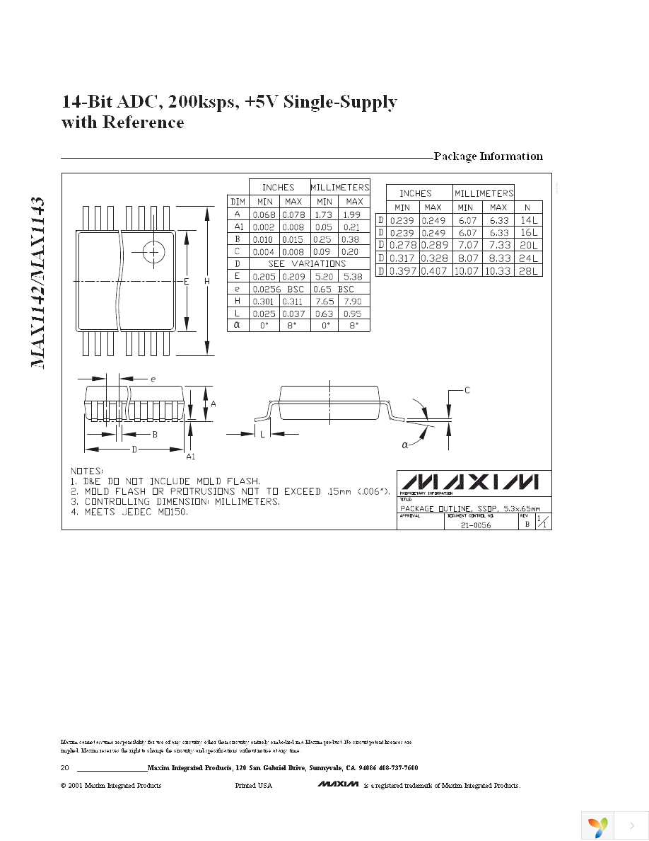 MAX1142AEAP+ Page 20