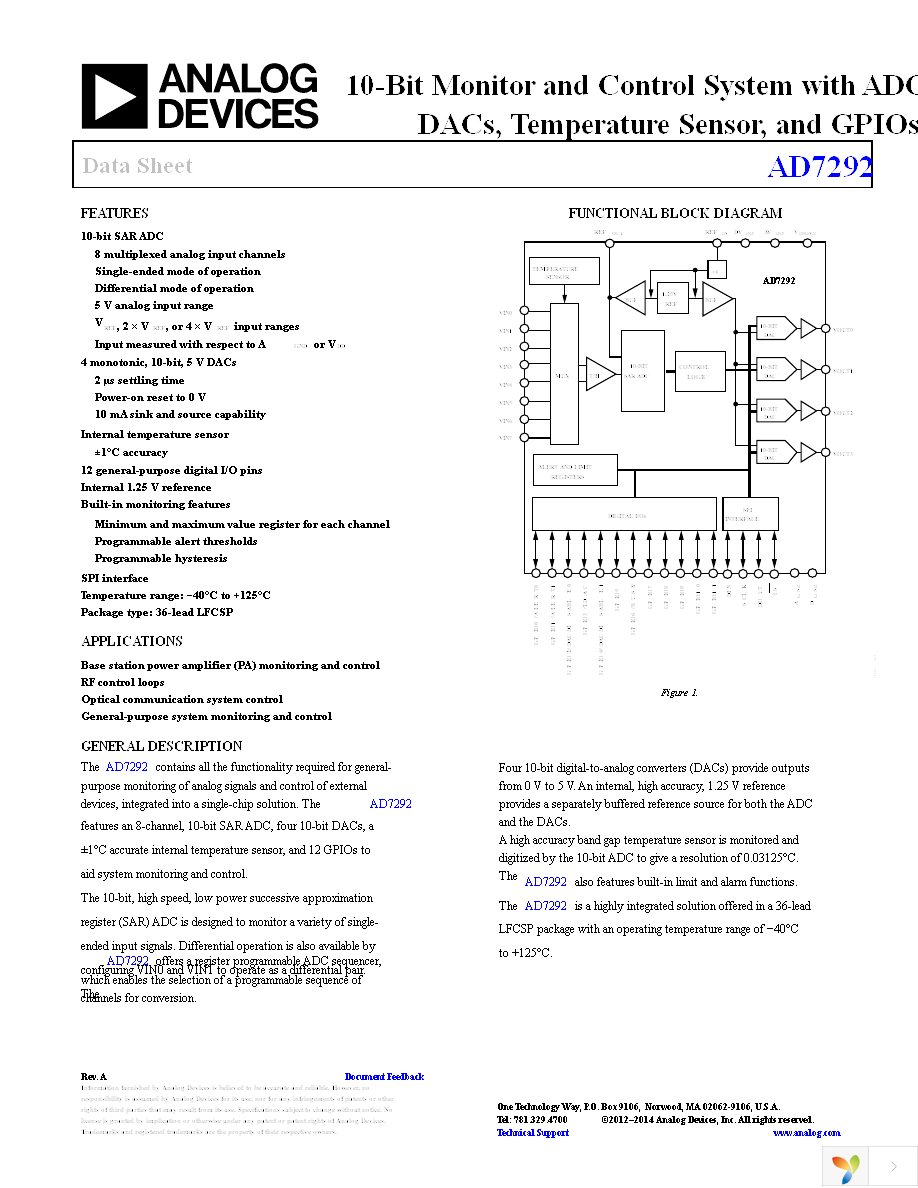 AD7292BCPZ Page 1