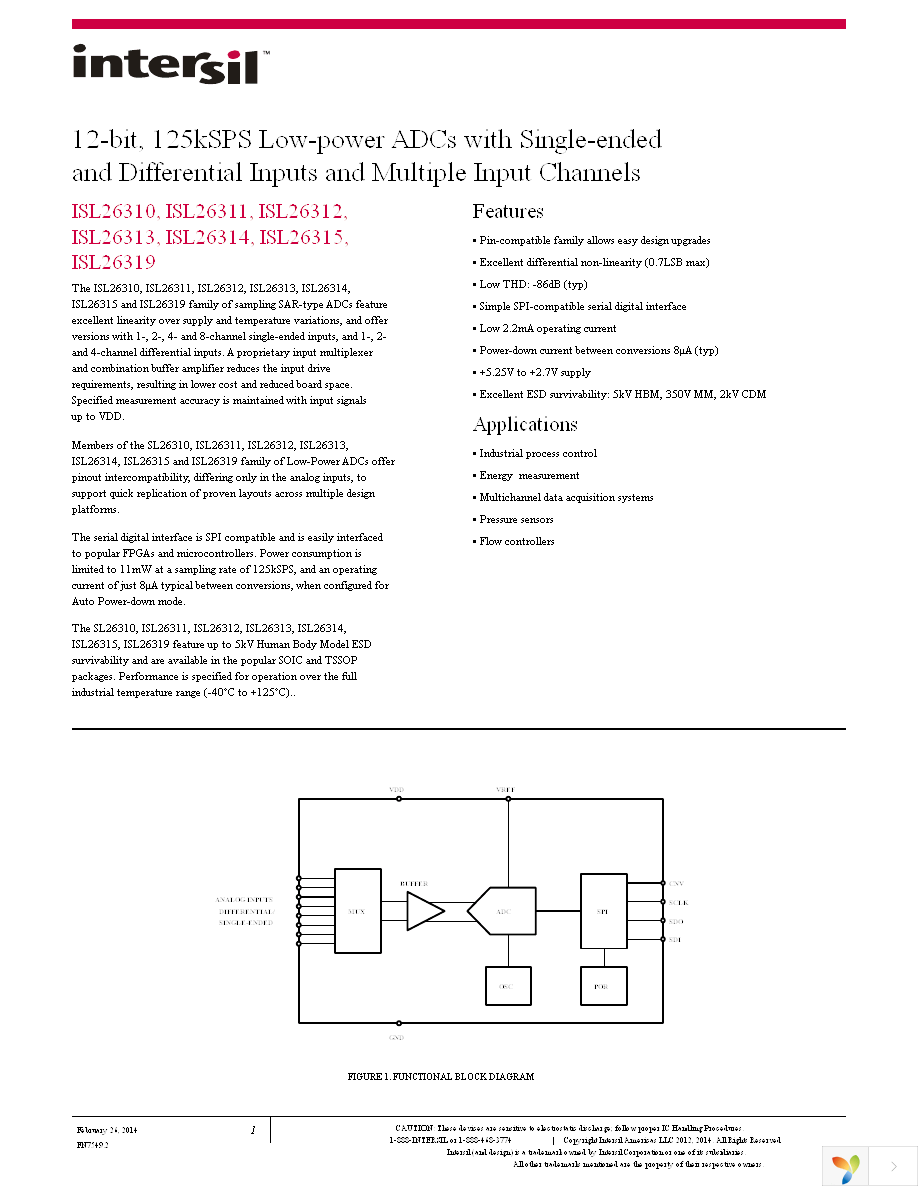 ISL26310FBZ-T7A Page 1