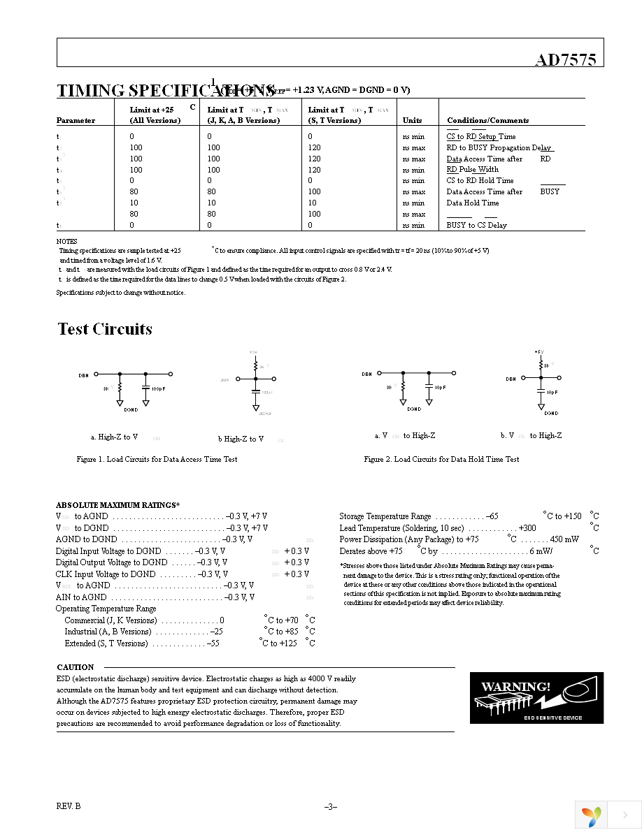 AD7575JPZ-REEL Page 3