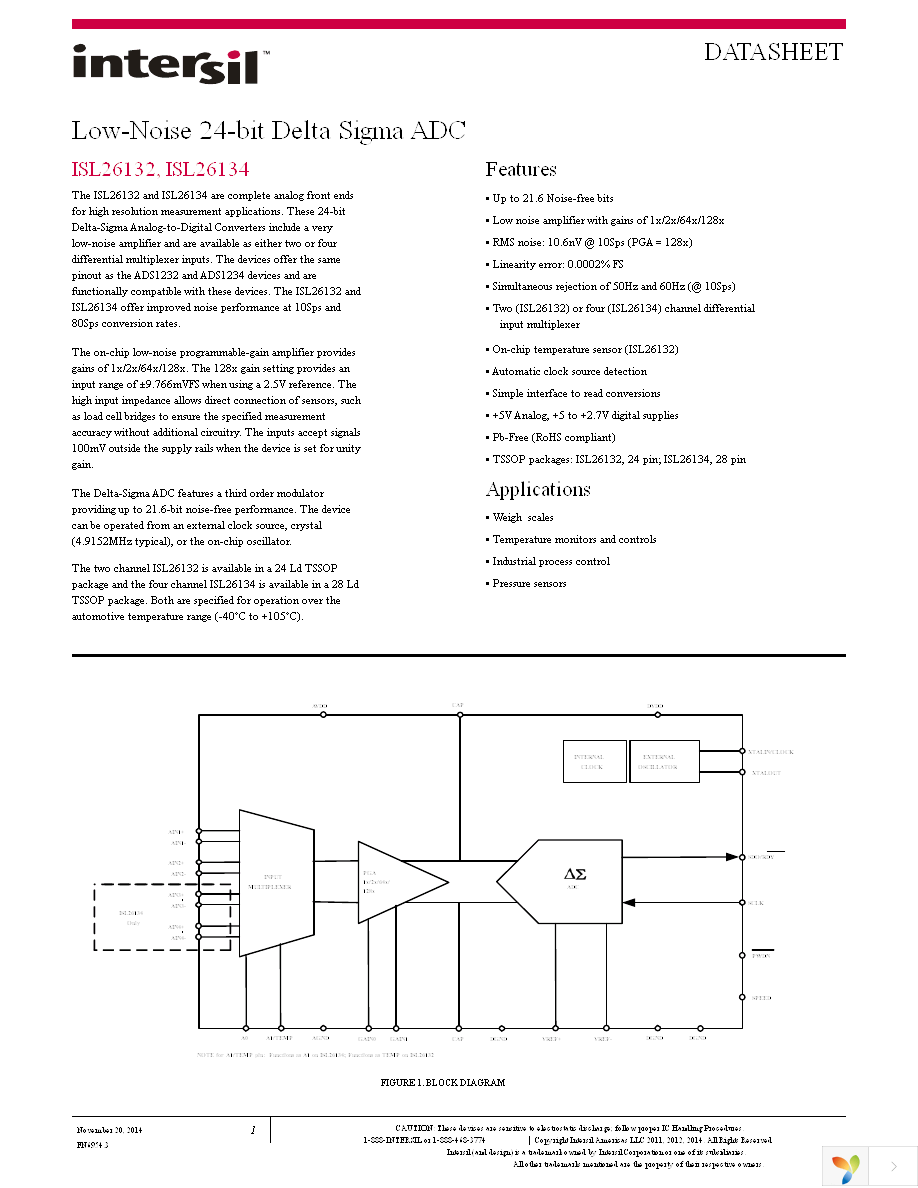 ISL26134AVZ Page 1