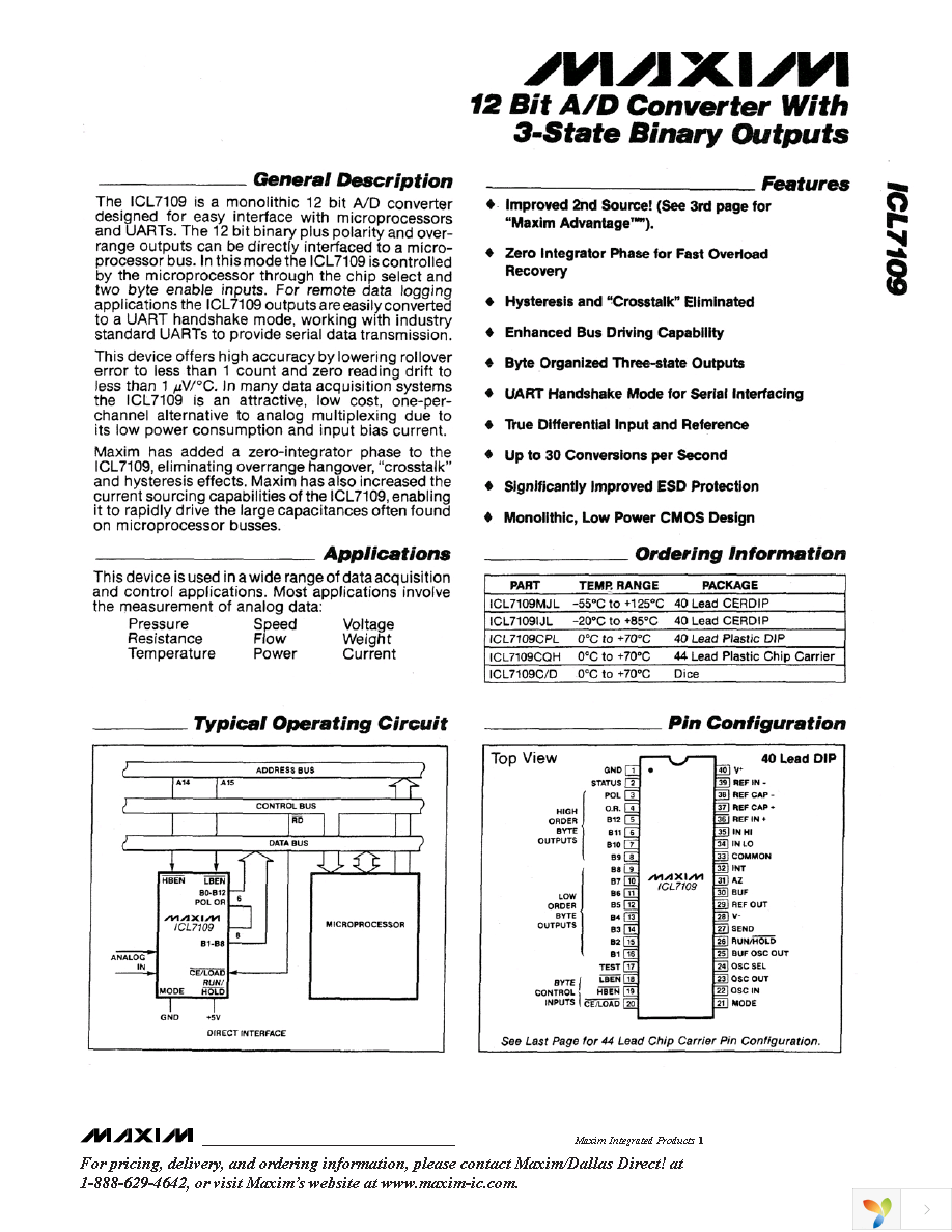 ICL7109CPL+ Page 1