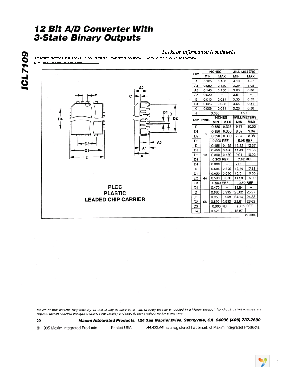 ICL7109CPL+ Page 20