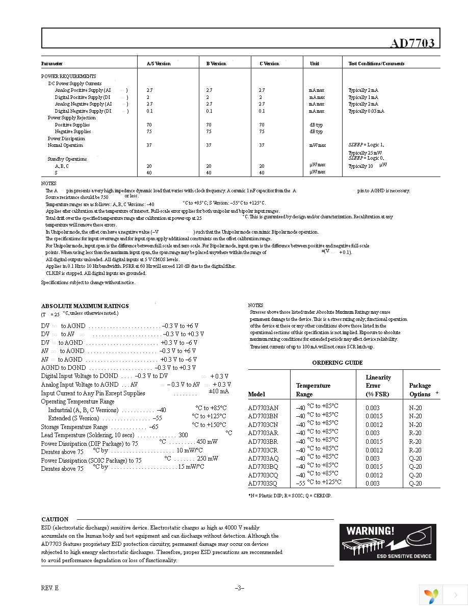 AD7703ARZ Page 3