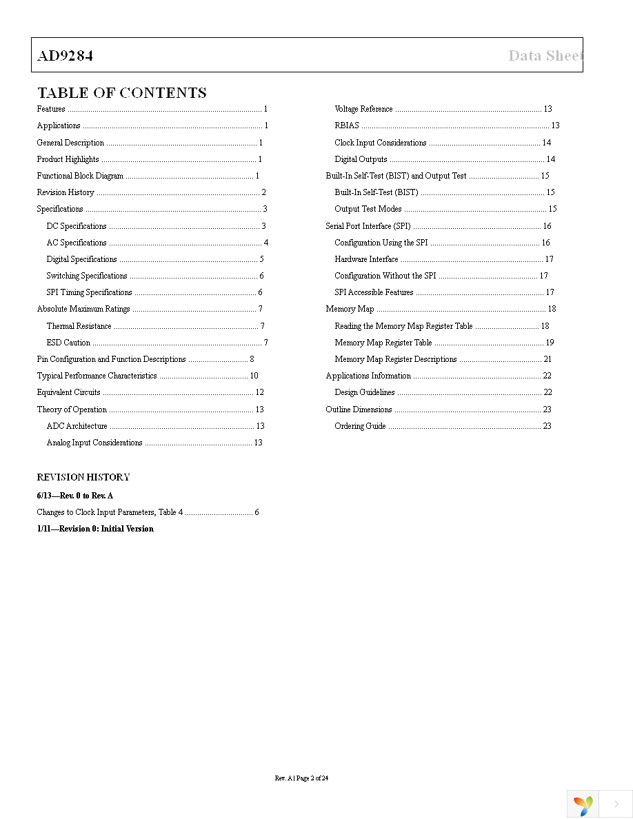 AD9284BCPZ-250 Page 2