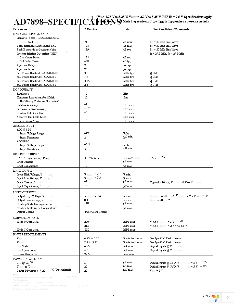 AD7898ARZ-3 Page 2