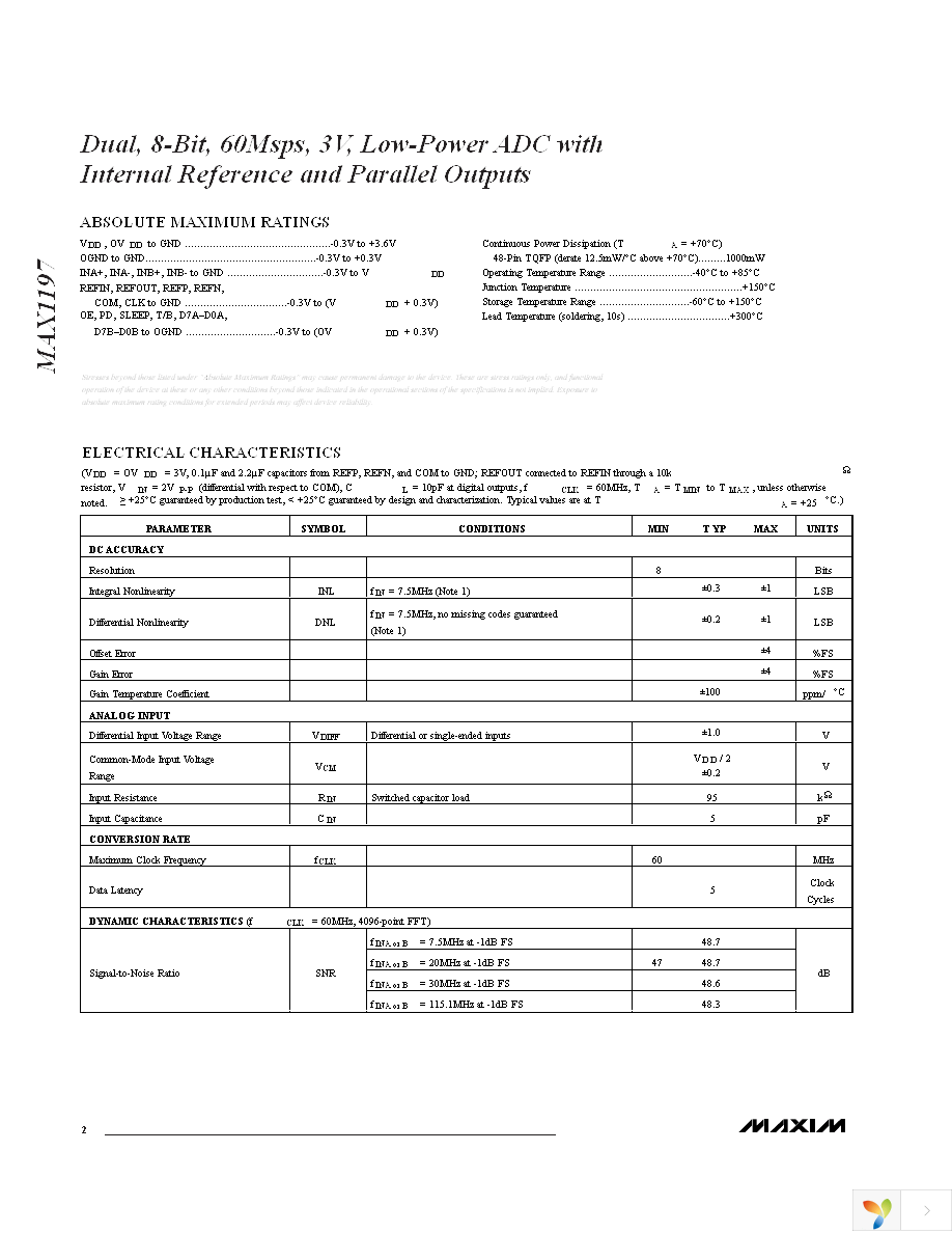 MAX1197ECM+D Page 2