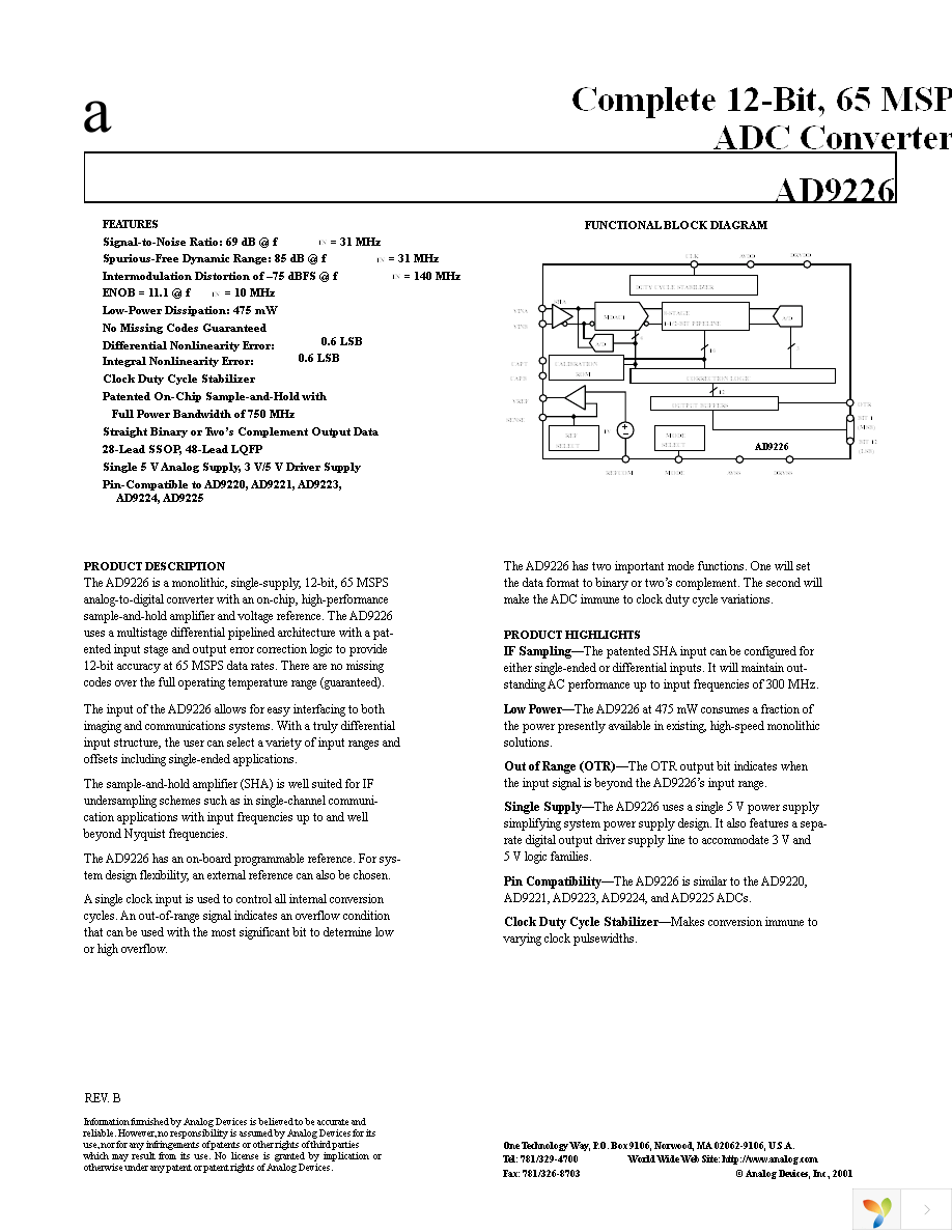 AD9226ASTZ Page 1