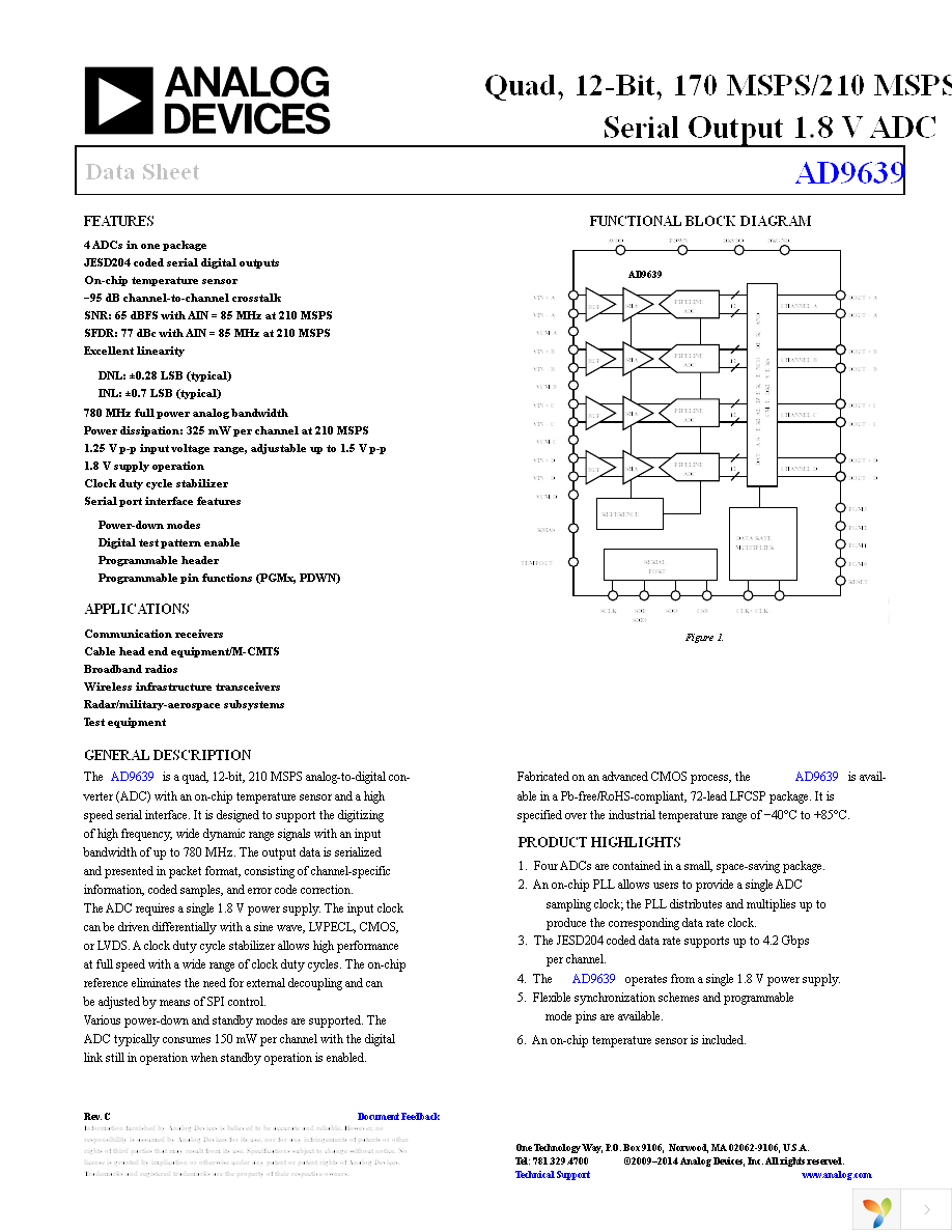 AD9639BCPZ-210 Page 1