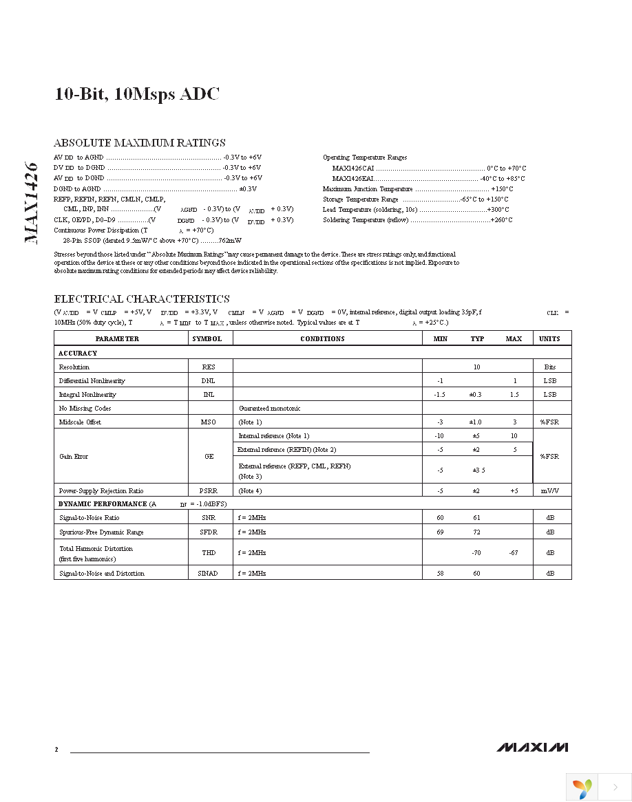 MAX1426EAI+ Page 2