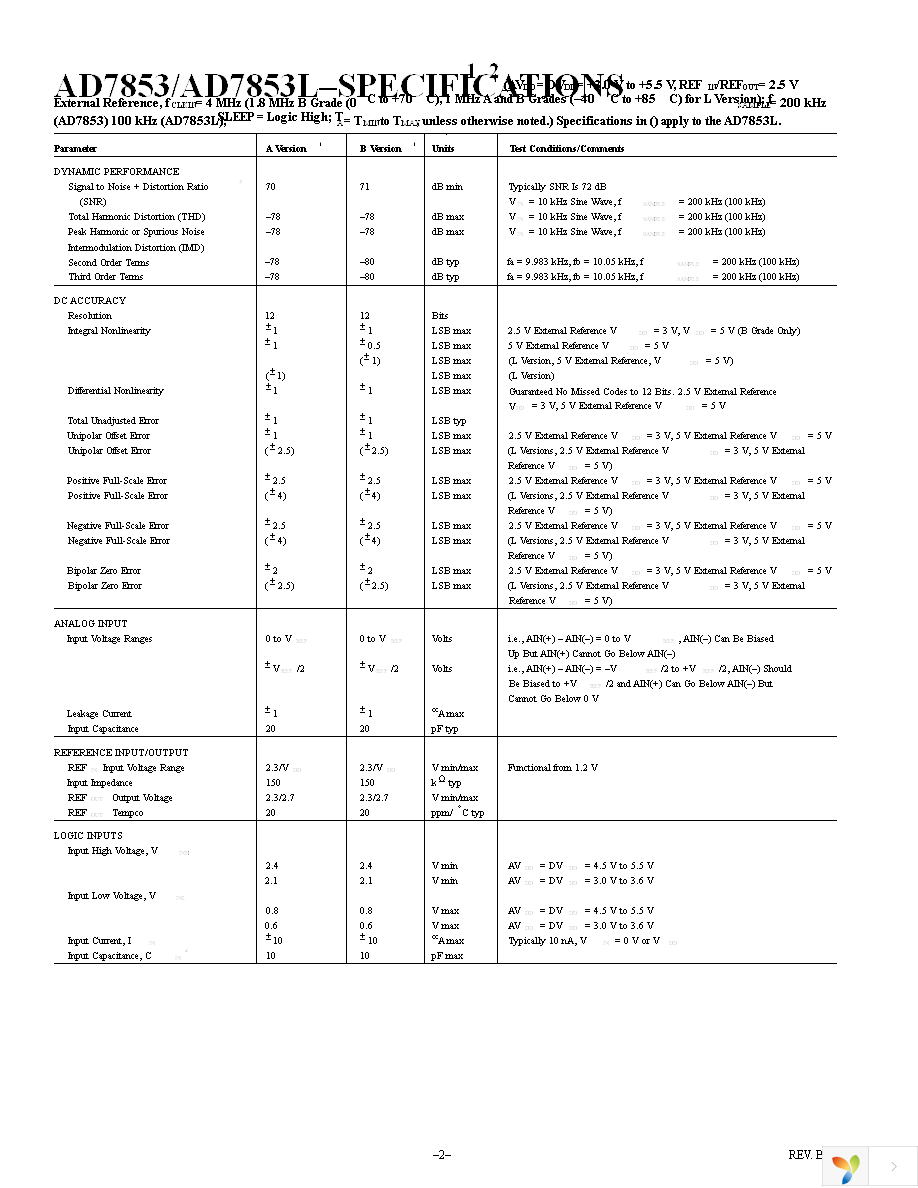 AD7853LARZ Page 2