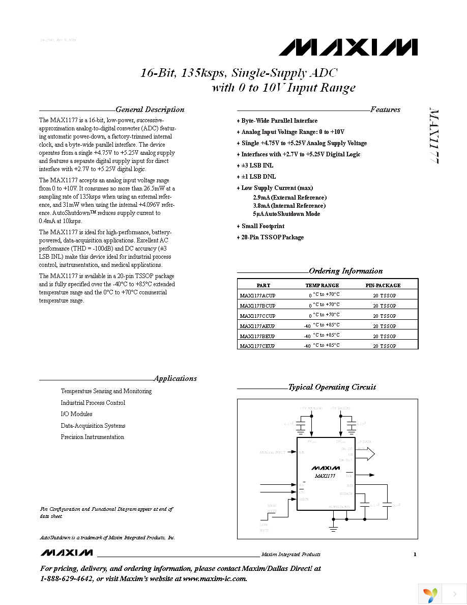 MAX1177ACUP+ Page 1