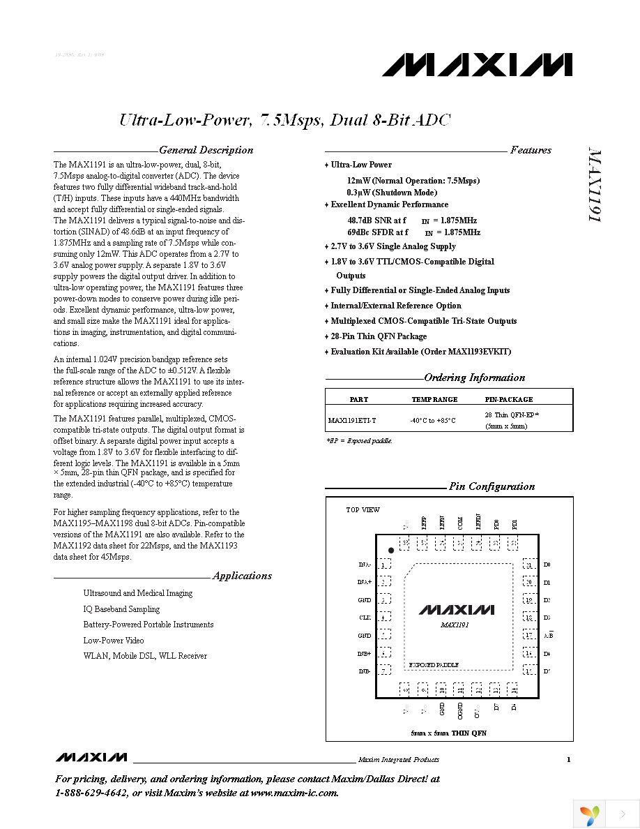 MAX1191ETI+ Page 1