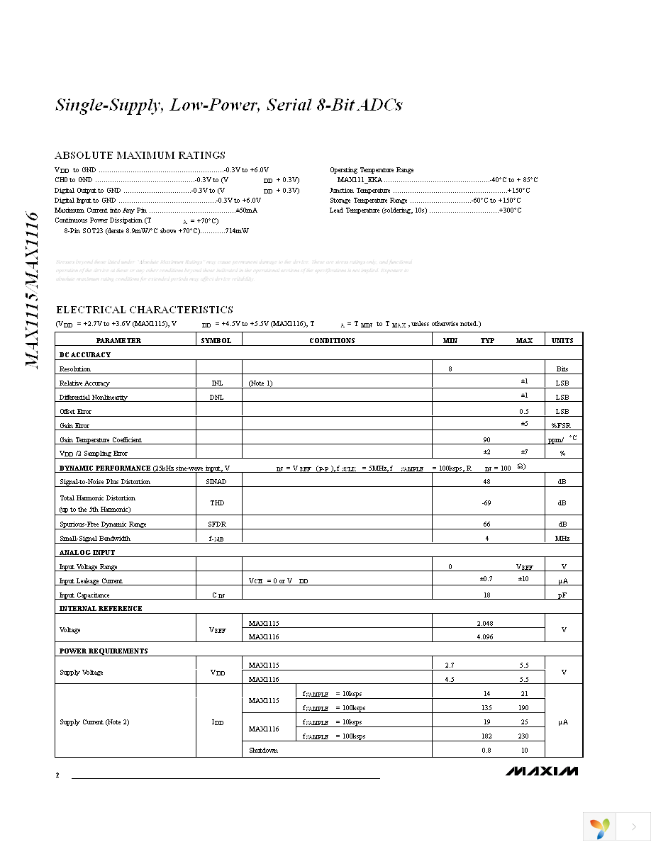 MAX1115EKA+T Page 2