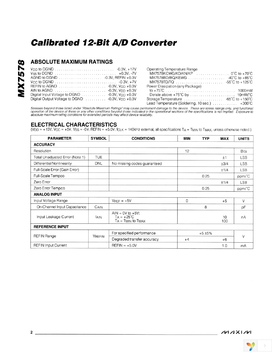 MX7578KCWG+T Page 2