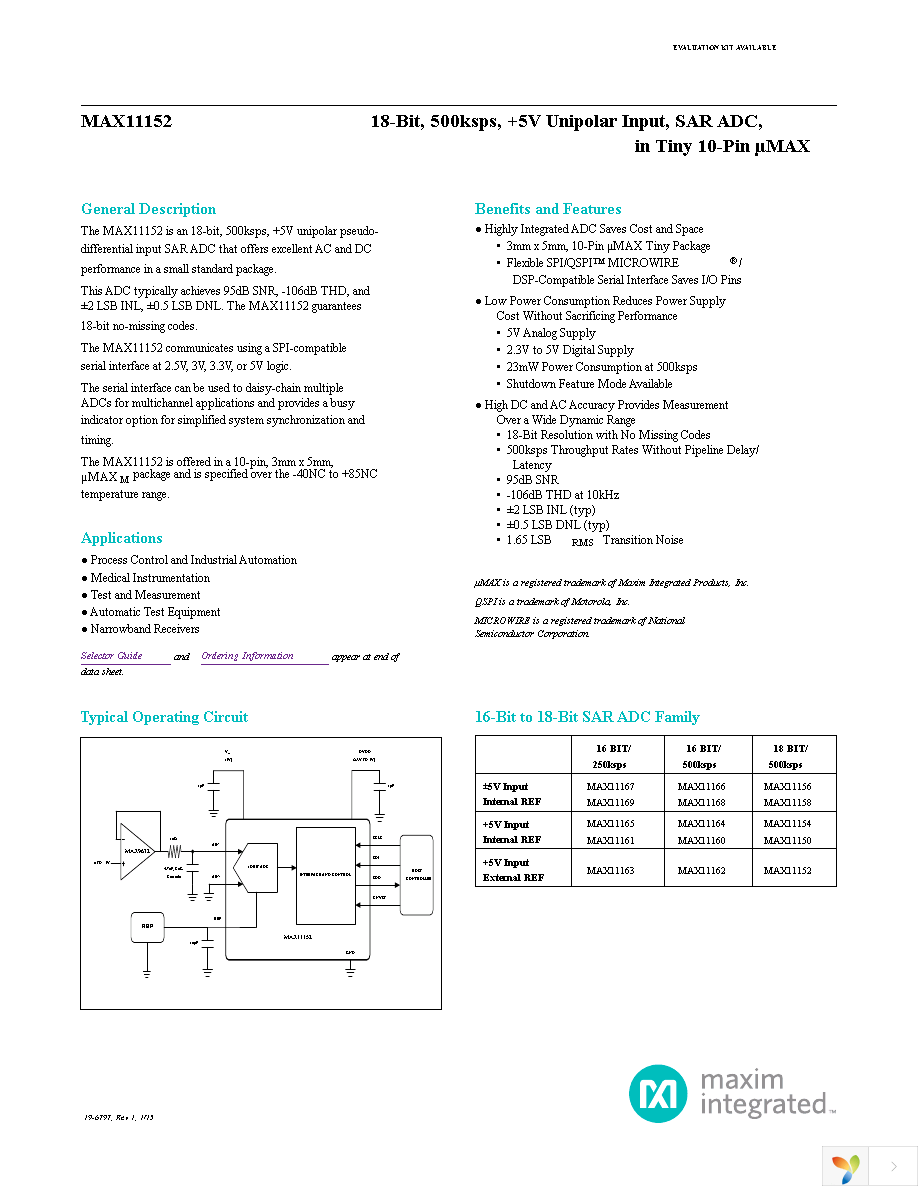 MAX11152EUB+ Page 1