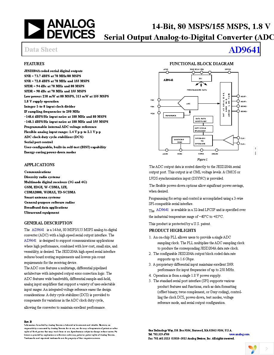 AD9641BCPZRL7-80 Page 1