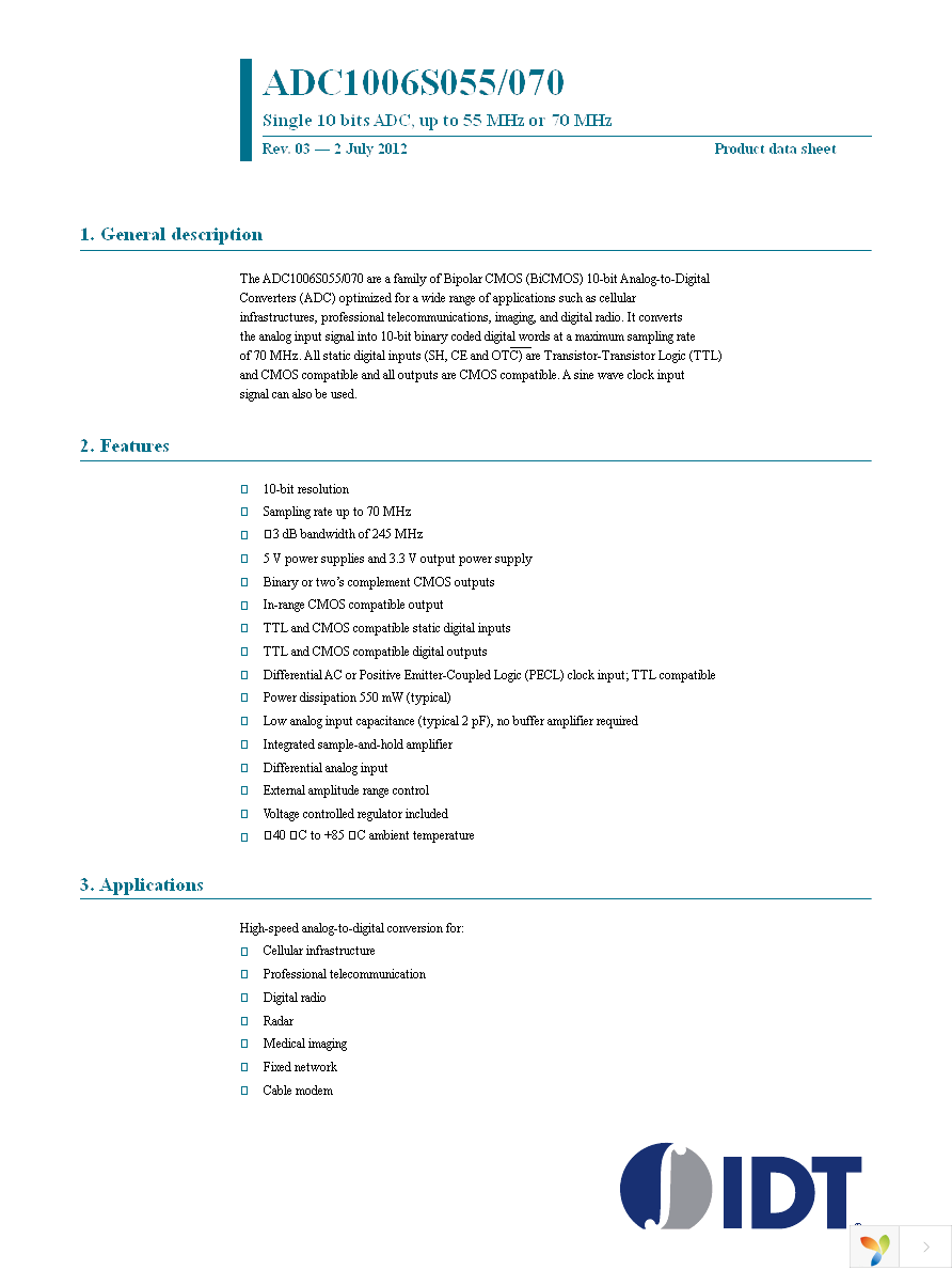 IDTADC1006S070H-C1 Page 1