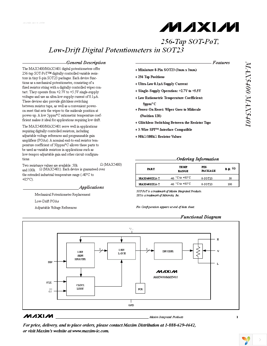 MAX5401EKA+T Page 1