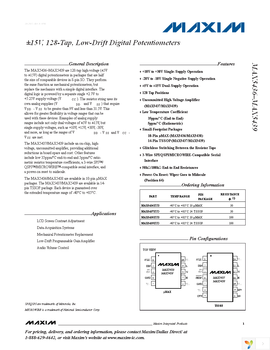 MAX5437EUD+ Page 1